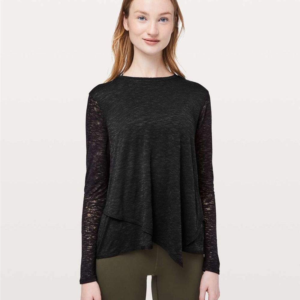 Lululemon Women’s Black Burnout Sweetest Day Long Sleeve Shirt | Size Small